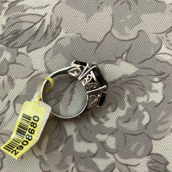 925 Sterling Silver Black Tourmaline Ring Size 6 - Picture 6 of 6